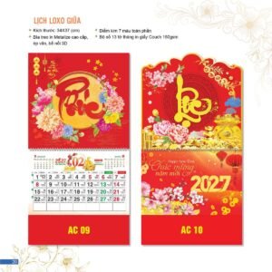 Lịch Bloc 2027 AC Mẫu AC09 (34  x  37 cm) Ấn Phẩm Lịch Tết Eco Thân Thiện Môi Trường in logo doanh nghiệp quà tặng Tết tại Quà Tặng EcoTech VN