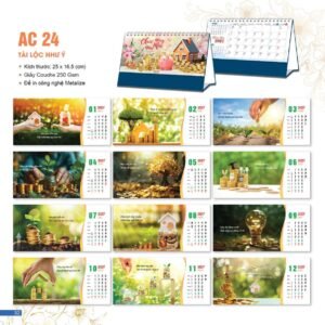Lịch Bloc 2027 AC Mẫu AC24 - Tài Lộc Như Ý (25 x 16 cm) Ấn Phẩm Lịch Tết Eco Thân Thiện Môi Trường in logo doanh nghiệp quà tặng Tết tại Quà Tặng EcoTech VN