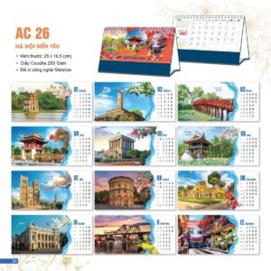 Lịch Bloc 2027 AC Mẫu AC26 - Hà Nội Mến Yêu (25 x 16 cm) Ấn Phẩm Lịch Tết Eco Thân Thiện Môi Trường in logo doanh nghiệp quà tặng Tết tại Quà Tặng EcoTech VN