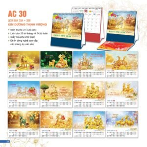 Lịch Để Bàn 2027 AC Mẫu AC30 (21 x 22 cm) Ấn Phẩm Lịch Tết Eco Thân Thiện Môi Trường in logo doanh nghiệp quà tặng Tết tại Quà Tặng EcoTech VN