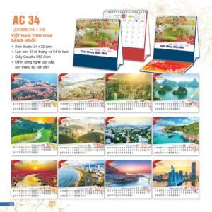 Lịch Để Bàn 2027 AC Mẫu AC34 (21 x 22 cm) Ấn Phẩm Lịch Tết Eco Thân Thiện Môi Trường in logo doanh nghiệp quà tặng Tết tại Quà Tặng EcoTech VN