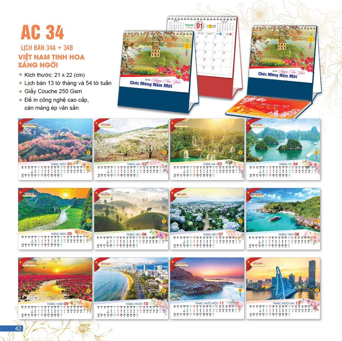 Lịch Để Bàn 2027 AC Mẫu AC34 (21 x 22 cm) Ấn Phẩm Lịch Tết Eco Thân Thiện Môi Trường Lịch Để Bàn 2027 AC Mẫu AC34 (21 x 22 cm) Ấn Phẩm Lịch Tết Eco Thân Thiện Môi Trường in logo doanh nghiệp quà tặng Tết tại Quà Tặng EcoTech VN