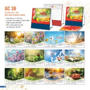 Lịch Để Bàn 2027 AC Mẫu AC36 (21 x 22 cm) Ấn Phẩm Lịch Tết Eco Thân Thiện Môi Trường in logo doanh nghiệp quà tặng Tết tại Quà Tặng EcoTech VN