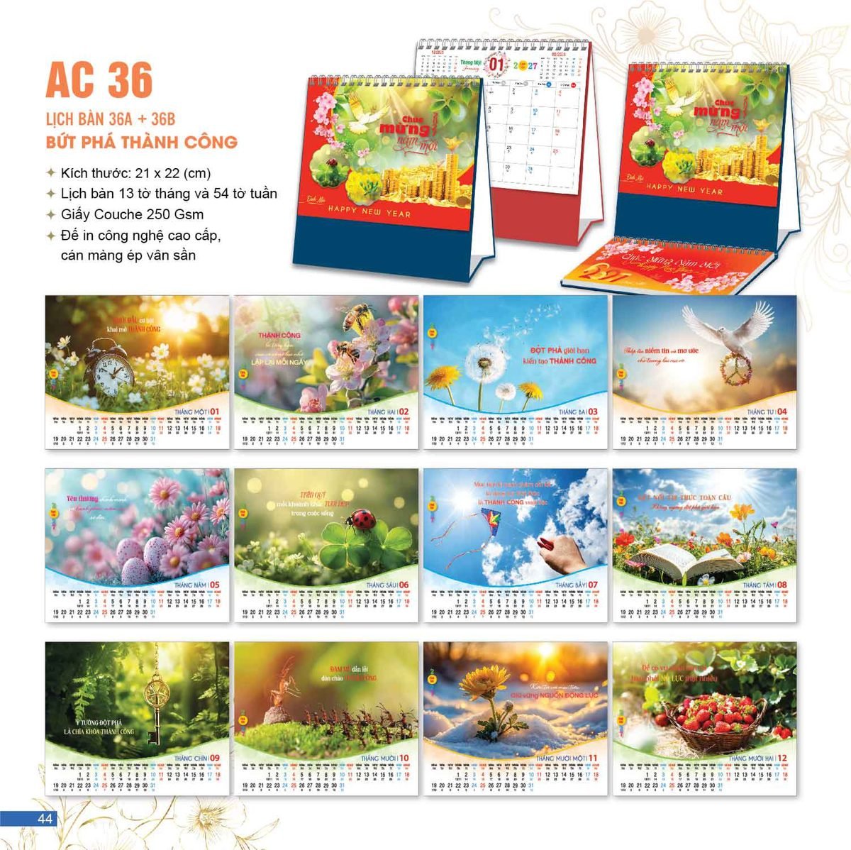 Lịch Để Bàn 2027 AC Mẫu AC36 (21 x 22 cm) Ấn Phẩm Lịch Tết Eco Thân Thiện Môi Trường Lịch Để Bàn 2027 AC Mẫu AC36 (21 x 22 cm) Ấn Phẩm Lịch Tết Eco Thân Thiện Môi Trường in logo doanh nghiệp quà tặng Tết tại Quà Tặng EcoTech VN