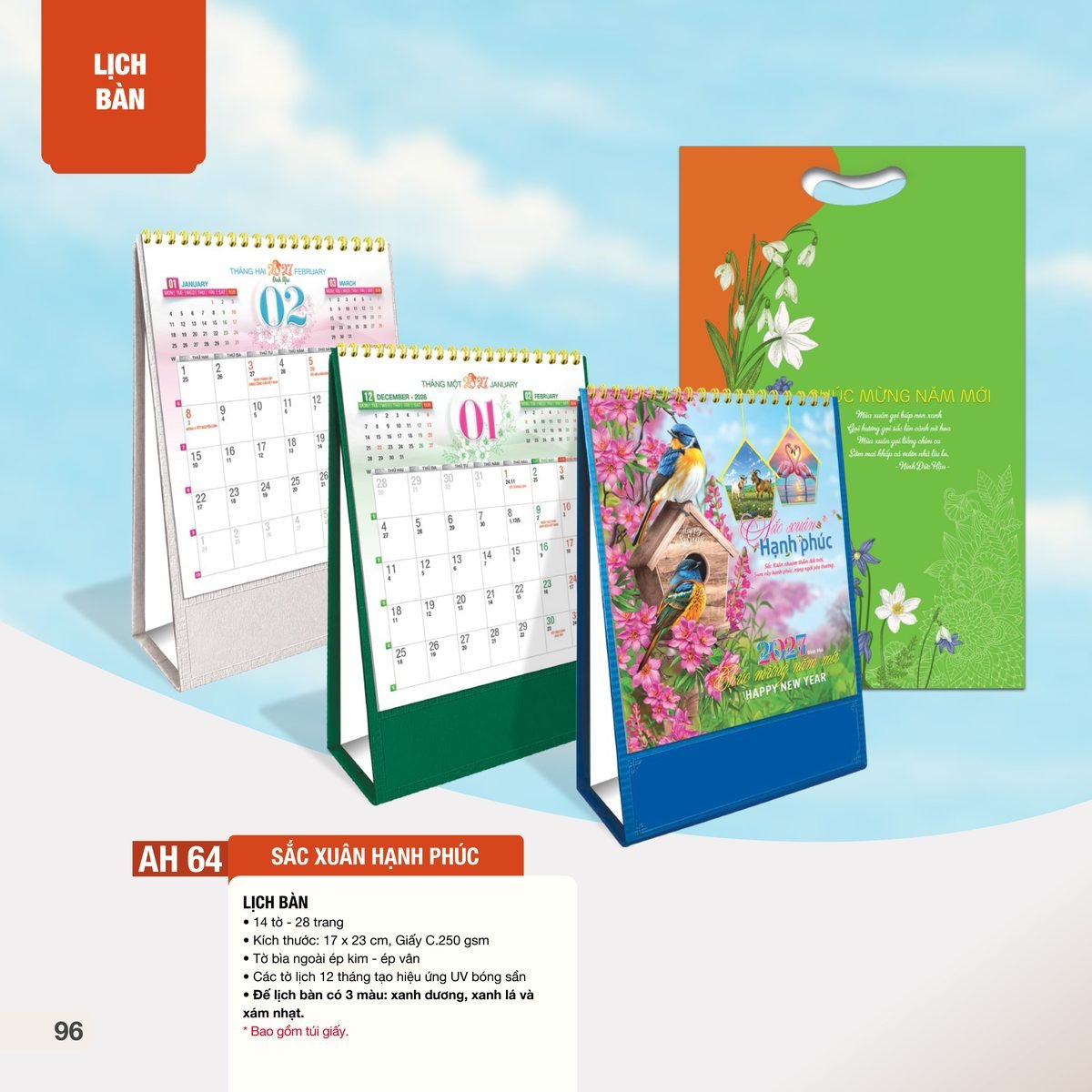 Lịch Để Bàn 2027 AH Mẫu AH64 (12 x 18 cm) Ấn Phẩm Lịch Tết Eco Thân Thiện Môi Trường Lịch Để Bàn 2027 AH Mẫu AH64 (12 x 18 cm) Ấn Phẩm Lịch Tết Eco Thân Thiện Môi Trường in logo doanh nghiệp quà tặng Tết tại Quà Tặng EcoTech VN