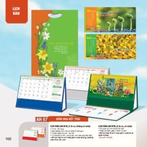 Lịch Bàn Chữ M (Có Note 52 Tuần) 2027 AH Mẫu AH67 - Lộc Xuân (24 x 16cm) Ấn Phẩm Lịch Tết Eco Thân Thiện Môi Trường in logo doanh nghiệp quà tặng Tết tại Quà Tặng EcoTech VN