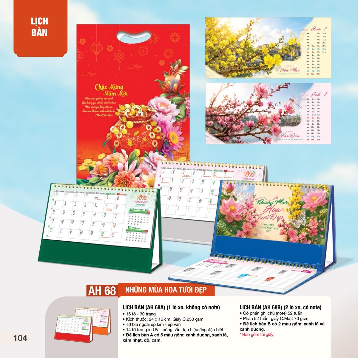 Lịch Bàn Chữ M (Có Note 52 Tuần) 2027 AH Mẫu AH68 (24 x 16cm) Ấn Phẩm Lịch Tết Eco Thân Thiện Môi Trường Lịch Bàn Chữ M (Có Note 52 Tuần) 2027 AH Mẫu AH68 (24 x 16cm) Ấn Phẩm Lịch Tết Eco Thân Thiện Môi Trường in logo doanh nghiệp quà tặng Tết tại Quà Tặng EcoTech VN