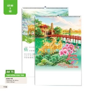 Lịch Treo Tường Lò Xo 7 Tờ 2027 AH Mẫu AH75 (40 x 60cm) Ấn Phẩm Lịch Tết Eco Thân Thiện Môi Trường in logo doanh nghiệp quà tặng Tết tại Quà Tặng EcoTech VN