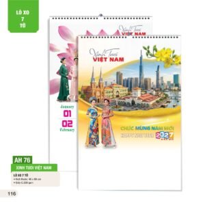 Lịch Treo Tường Lò Xo 7 Tờ 2027 AH Mẫu AH76 (40 x 60cm) Ấn Phẩm Lịch Tết Eco Thân Thiện Môi Trường in logo doanh nghiệp quà tặng Tết tại Quà Tặng EcoTech VN