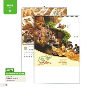 Lịch Treo Tường Lò Xo 7 Tờ 2027 AH Mẫu AH77 (40 x 60cm) Ấn Phẩm Lịch Tết Eco Thân Thiện Môi Trường in logo doanh nghiệp quà tặng Tết tại Quà Tặng EcoTech VN