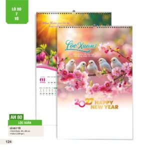 Lịch Treo Tường Lò Xo 7 Tờ 2027 AH Mẫu AH80 (40 x 60cm) Ấn Phẩm Lịch Tết Eco Thân Thiện Môi Trường in logo doanh nghiệp quà tặng Tết tại Quà Tặng EcoTech VN
