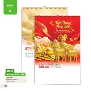 Lịch Treo Tường Lò Xo 7 Tờ 2027 AH Mẫu AH81 (40 x 60cm) Ấn Phẩm Lịch Tết Eco Thân Thiện Môi Trường in logo doanh nghiệp quà tặng Tết tại Quà Tặng EcoTech VN