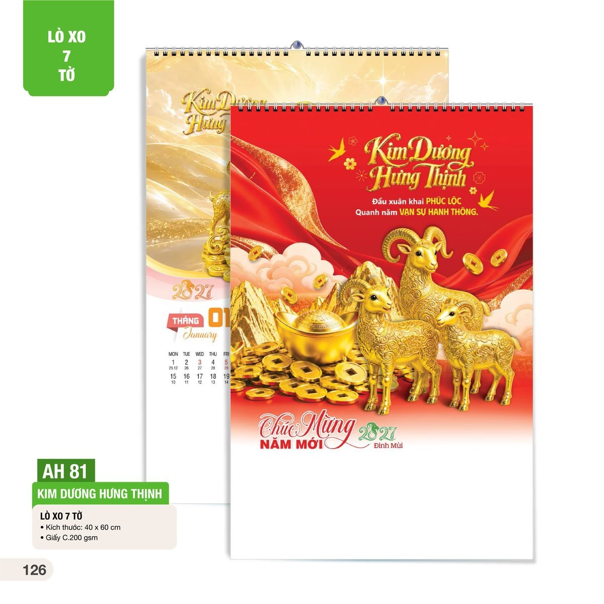 Lịch Treo Tường Lò Xo 7 Tờ 2027 AH Mẫu AH81 (40 x 60cm) Ấn Phẩm Lịch Tết Eco Thân Thiện Môi Trường Lịch Treo Tường Lò Xo 7 Tờ 2027 AH Mẫu AH81 (40 x 60cm) Ấn Phẩm Lịch Tết Eco Thân Thiện Môi Trường in logo doanh nghiệp quà tặng Tết tại Quà Tặng EcoTech VN