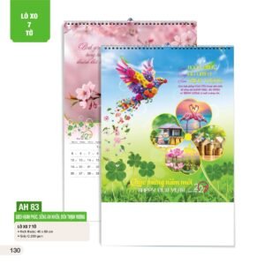 Lịch Treo Tường Lò Xo 7 Tờ 2027 AH Mẫu AH83 (40 x 60cm) Ấn Phẩm Lịch Tết Eco Thân Thiện Môi Trường in logo doanh nghiệp quà tặng Tết tại Quà Tặng EcoTech VN