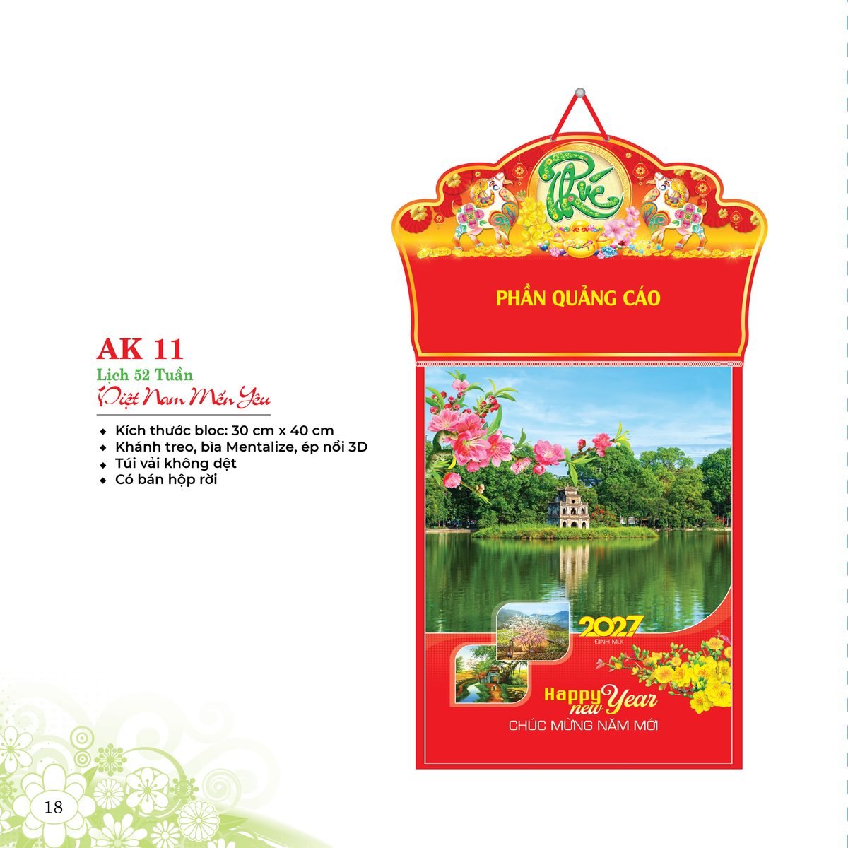 Lịch 52 Tuần 2027 AK Mẫu AK11 (31 x 42 cm) Ấn Phẩm Lịch Tết Eco Thân Thiện Môi Trường Lịch 52 Tuần 2027 AK Mẫu AK11 (31 x 42 cm) Ấn Phẩm Lịch Tết Eco Thân Thiện Môi Trường in logo doanh nghiệp quà tặng Tết tại Quà Tặng EcoTech VN