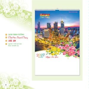 Lịch Treo Tường Lò Xo 2027 AK Mẫu AK29 (40 x 60cm) Ấn Phẩm Lịch Tết Eco Thân Thiện Môi Trường in logo doanh nghiệp quà tặng Tết tại Quà Tặng EcoTech VN