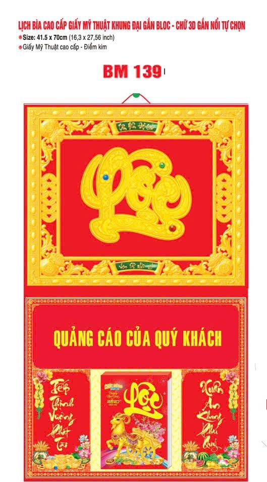 Bìa Lịch Treo Khung Đại Gắn Bloc BM 2027 BM139 - Kim Dương Phú Quý - Quà Tặng EcoTech