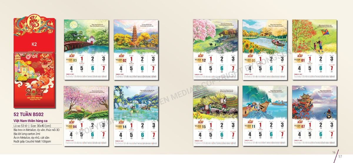 Lịch Bloc Siêu Cực Đại 2027 BS09 Ấn Phẩm Lịch Tết Eco Thân Thiện Môi Trường