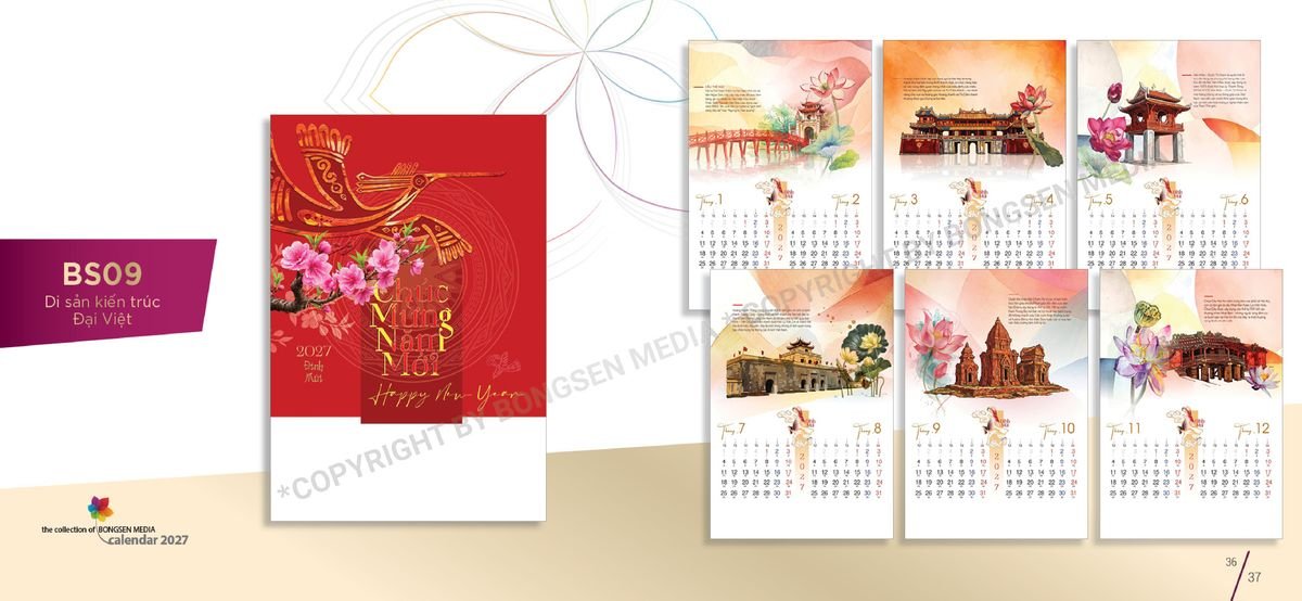 Lịch 7 Tờ Lò Xo 2027 BS19 Ấn Phẩm Lịch Tết Eco Thân Thiện Môi Trường