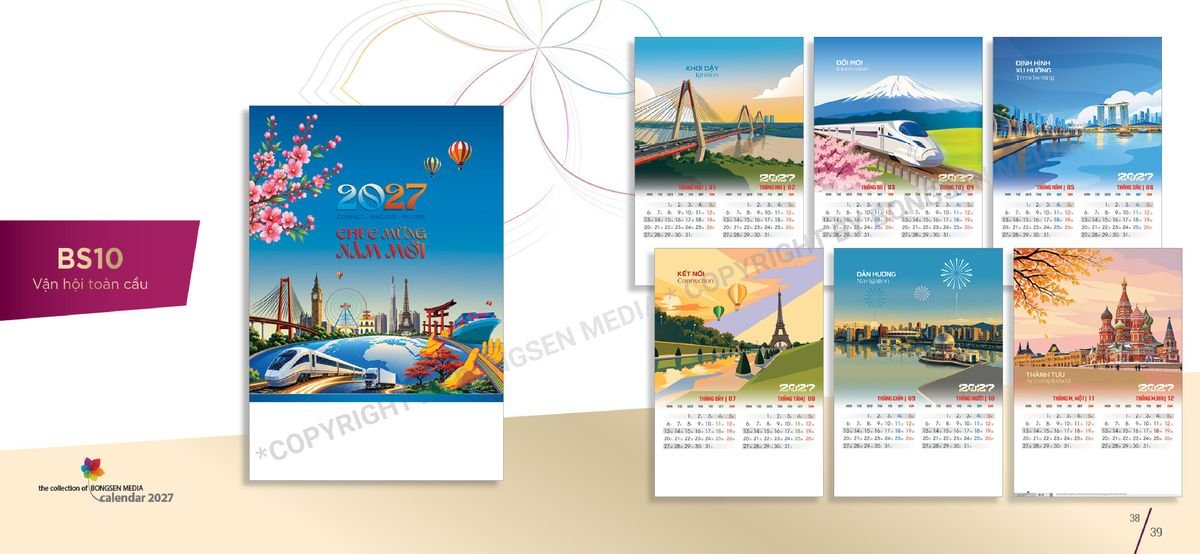 Lịch 7 Tờ Lò Xo 2027 BS20 Ấn Phẩm Lịch Tết Eco Thân Thiện Môi Trường