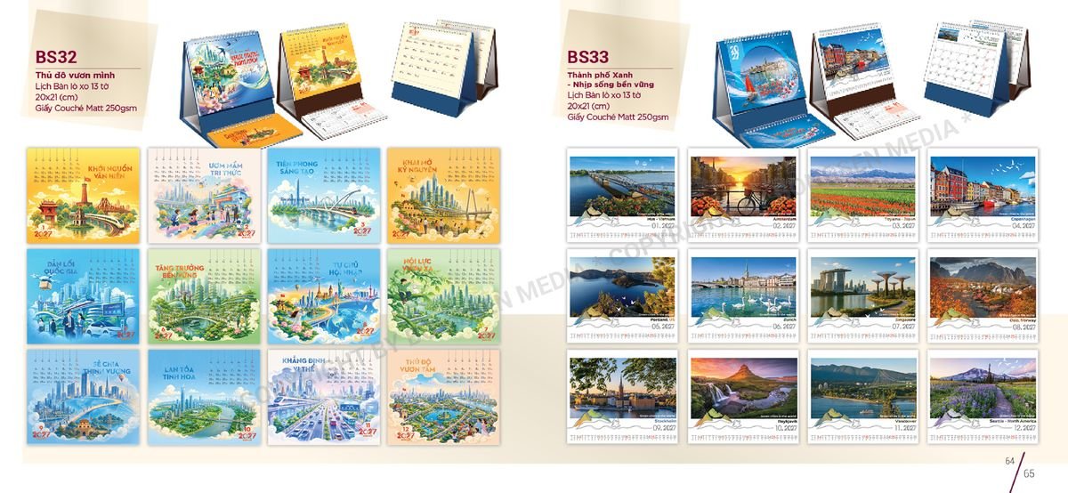 Lịch Để Bàn Nghệ Thuật 2027 BS33 Ấn Phẩm Lịch Tết Eco Thân Thiện Môi Trường