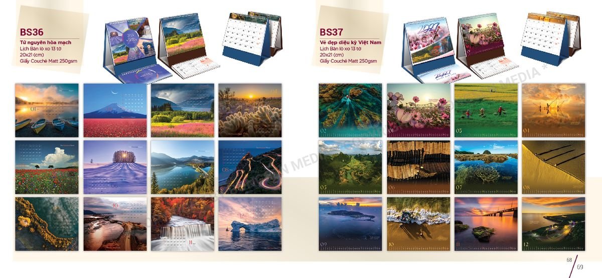 Lịch Để Bàn Nghệ Thuật 2027 BS35 Ấn Phẩm Lịch Tết Eco Thân Thiện Môi Trường