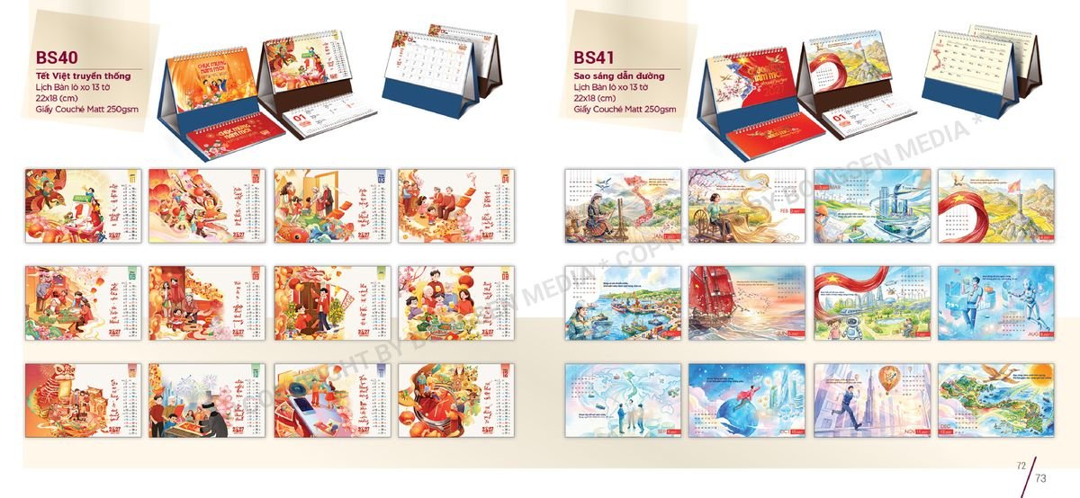 Lịch Để Bàn Nghệ Thuật 2027 BS37 Ấn Phẩm Lịch Tết Eco Thân Thiện Môi Trường