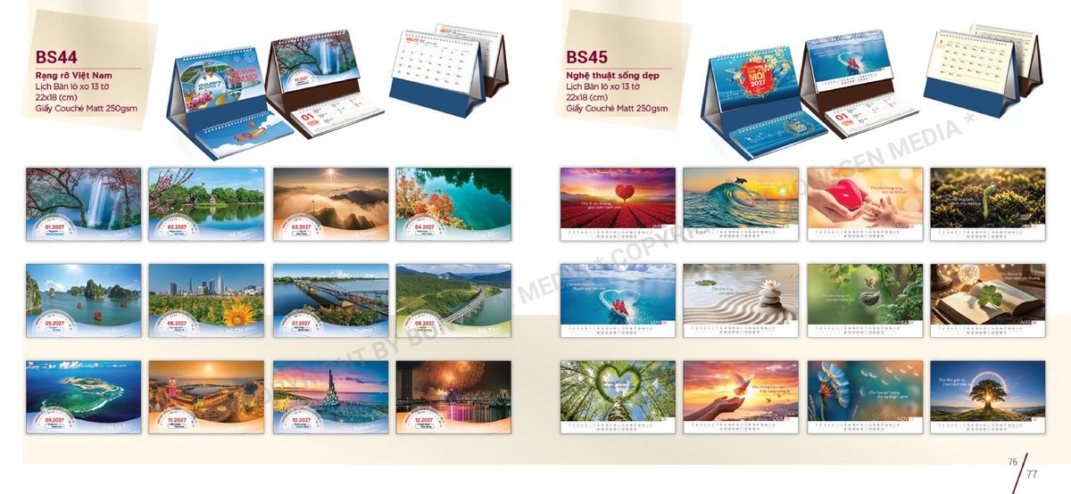 Lịch Để Bàn Nghệ Thuật 2027 BS39 Ấn Phẩm Lịch Tết Eco Thân Thiện Môi Trường