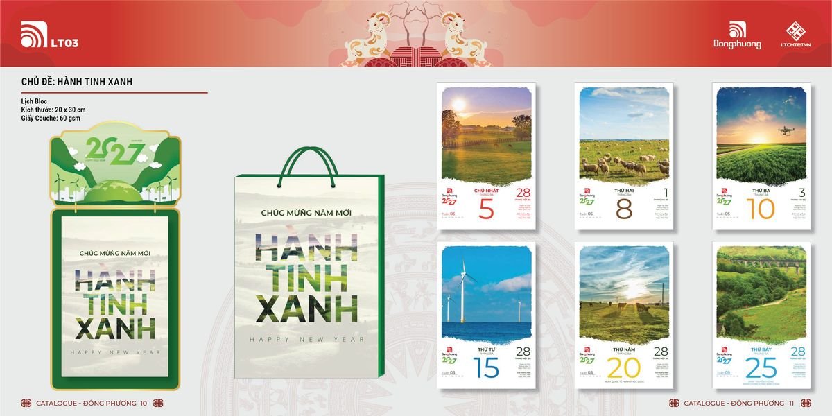 Lịch Bloc ĐP 2027 DP04 Ấn Phẩm Lịch Tết Eco Thân Thiện Môi Trường