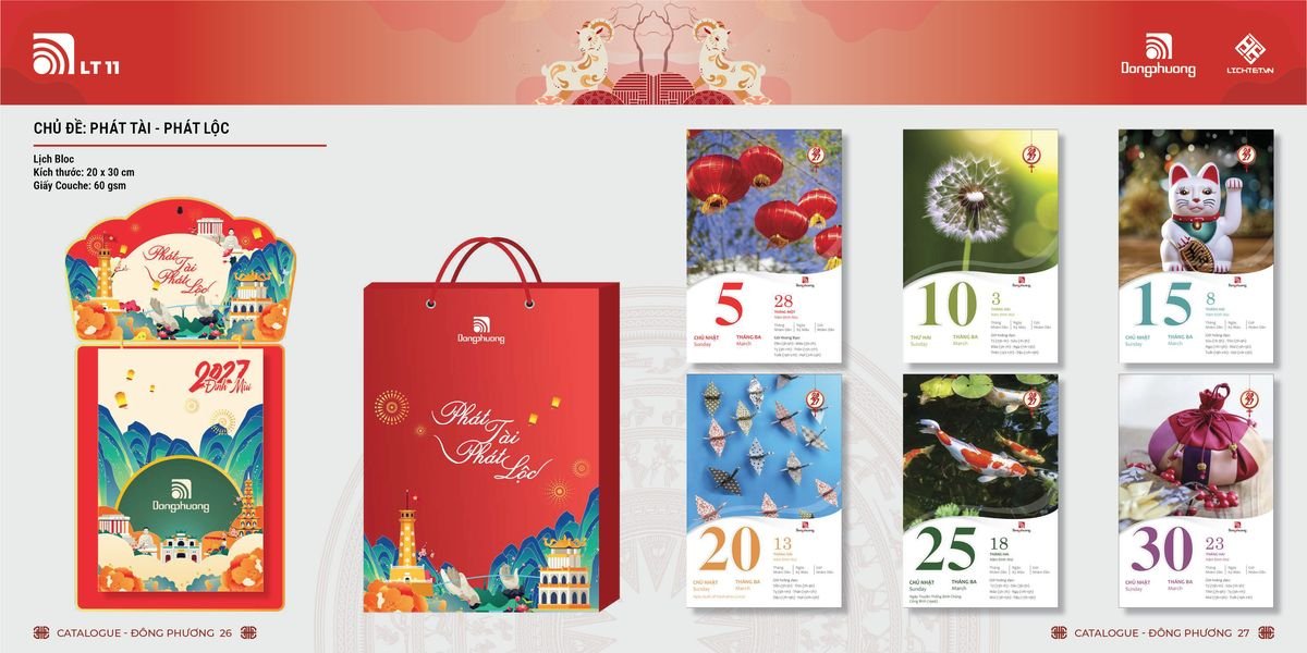 Lịch Bloc ĐP 2027 DP12 Ấn Phẩm Lịch Tết Eco Thân Thiện Môi Trường