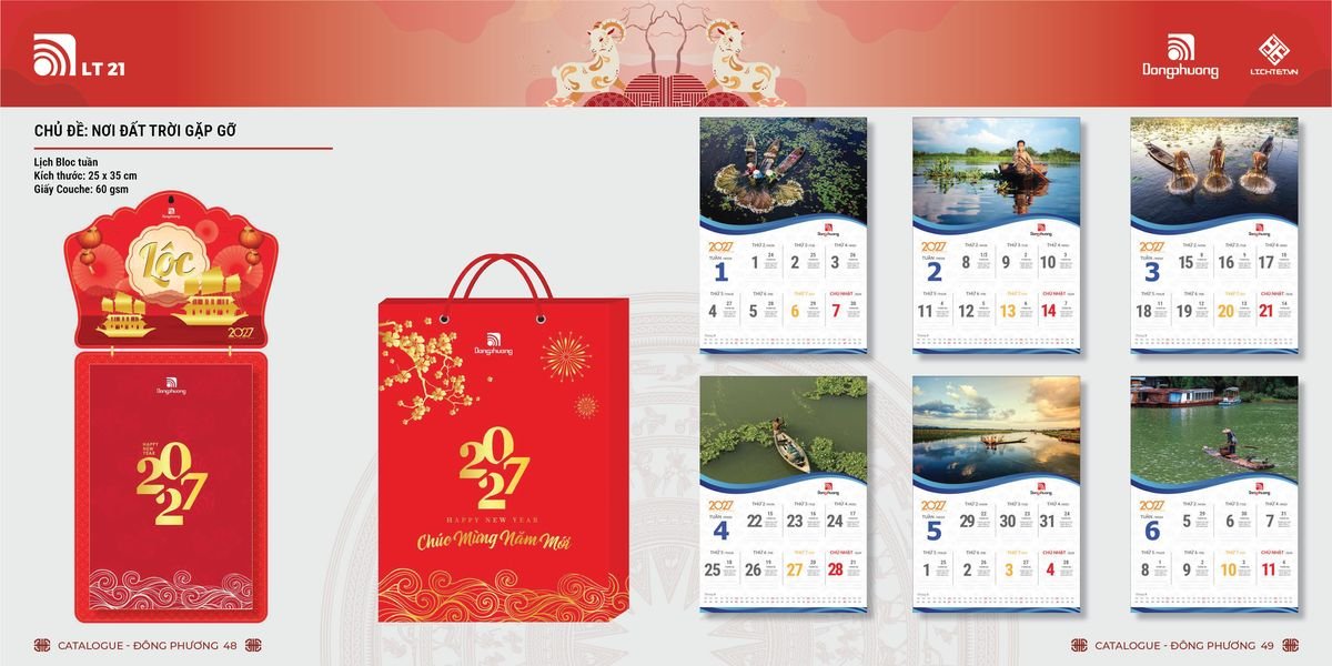 Lịch Bloc ĐP 2027 DP23 Ấn Phẩm Lịch Tết Eco Thân Thiện Môi Trường