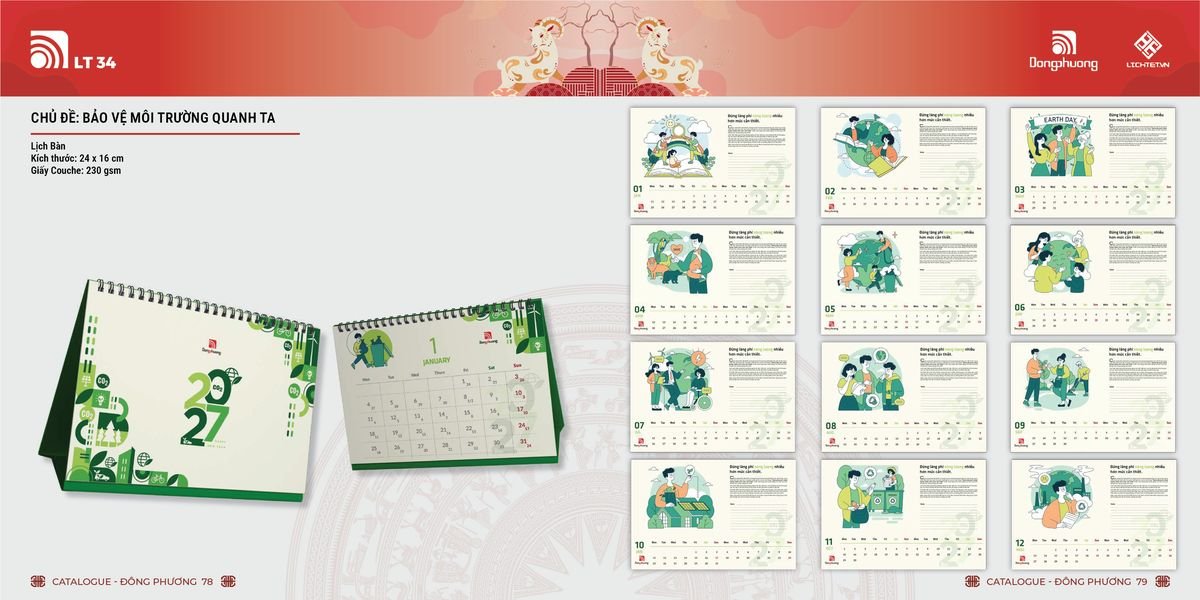 Lịch Bloc ĐP 2027 DP38 Ấn Phẩm Lịch Tết Eco Thân Thiện Môi Trường