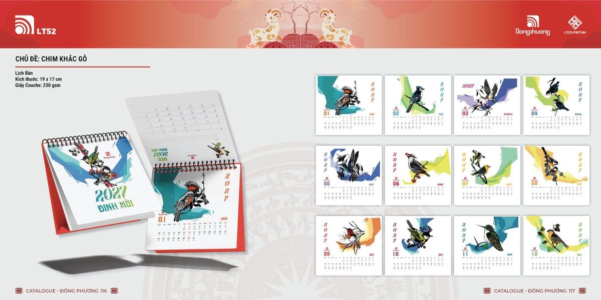 Lịch Bloc ĐP 2027 DP57 Ấn Phẩm Lịch Tết Eco Thân Thiện Môi Trường