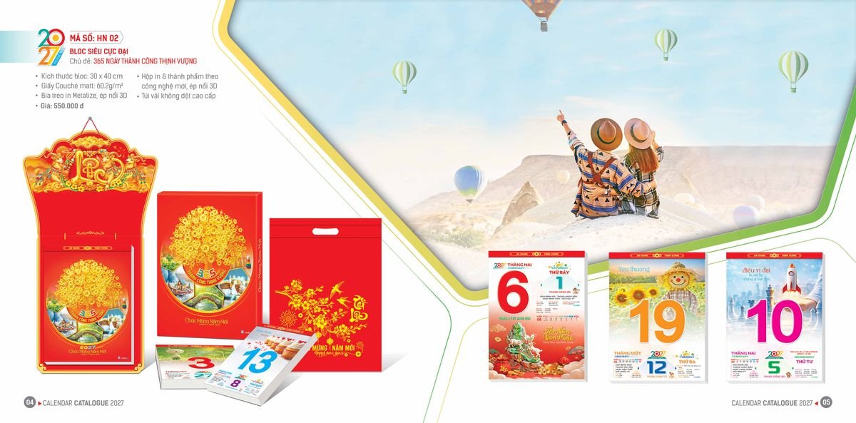 Lịch Bloc Hoa Niên 2027 ĐP DPHN01 Ấn Phẩm Lịch Tết Eco Thân Thiện Môi Trường