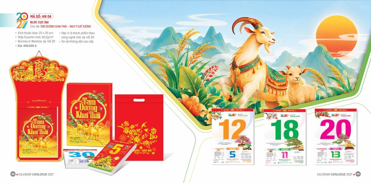 Lịch Bloc Hoa Niên 2027 ĐP DPHN03 Ấn Phẩm Lịch Tết Eco Thân Thiện Môi Trường