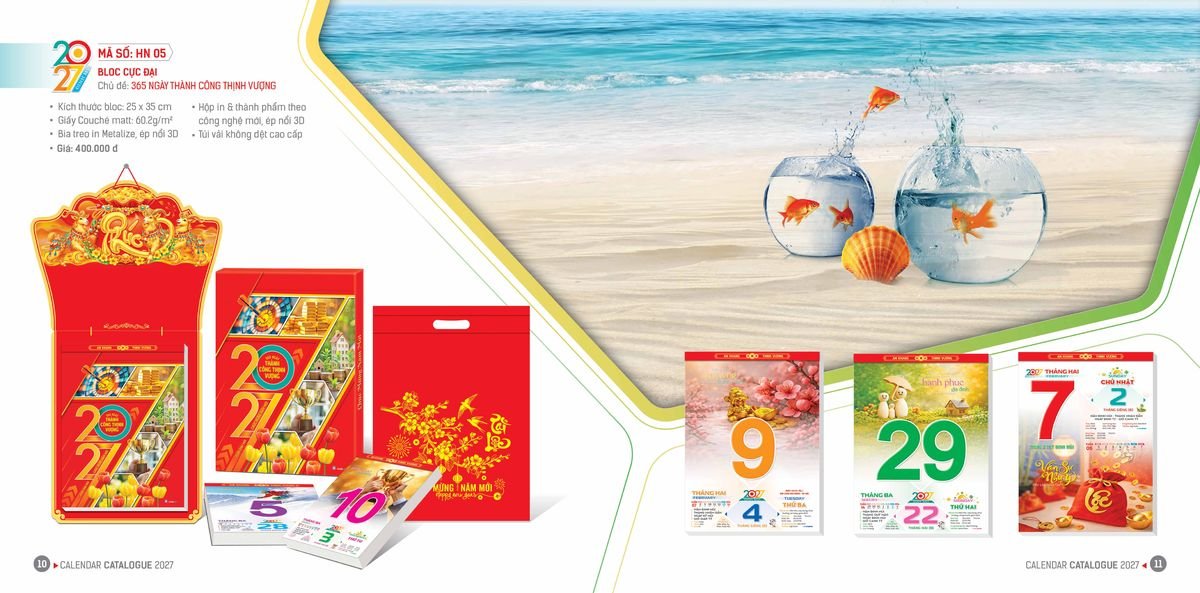 Lịch Bloc Hoa Niên 2027 ĐP DPHN04 Ấn Phẩm Lịch Tết Eco Thân Thiện Môi Trường