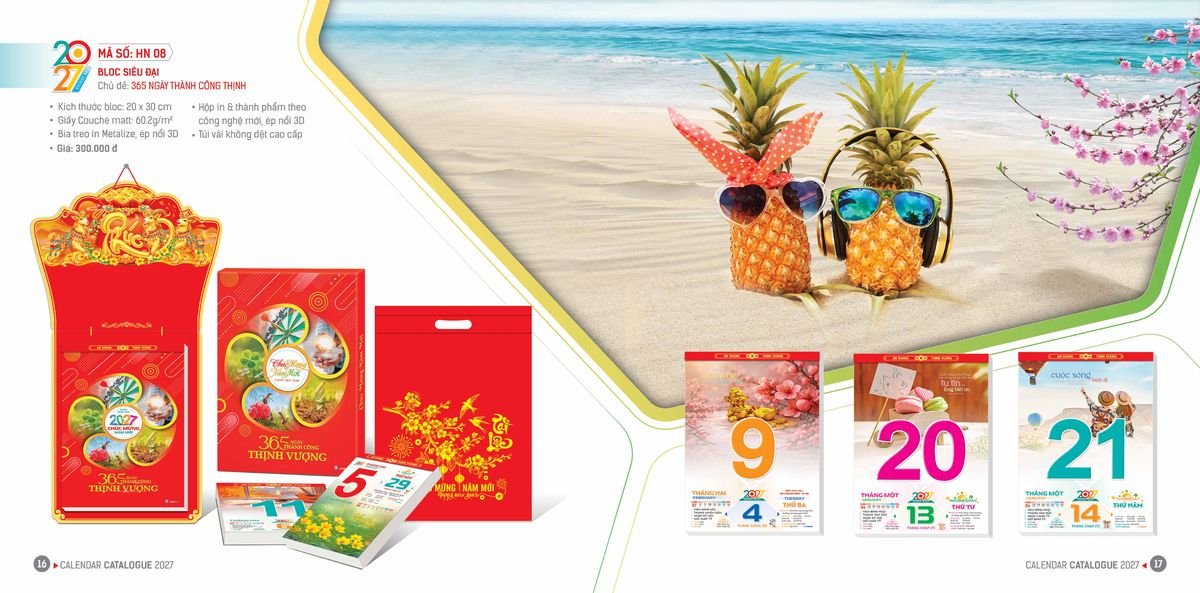 Lịch Bloc Hoa Niên 2027 ĐP DPHN07 Ấn Phẩm Lịch Tết Eco Thân Thiện Môi Trường