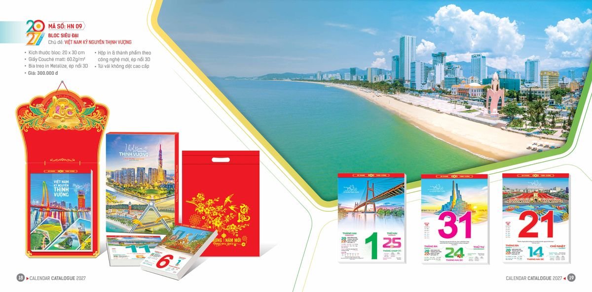 Lịch Bloc Hoa Niên 2027 ĐP DPHN08 Ấn Phẩm Lịch Tết Eco Thân Thiện Môi Trường