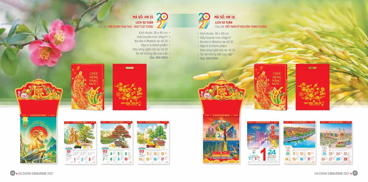 Lịch Bloc Hoa Niên 2027 ĐP DPHN12 Ấn Phẩm Lịch Tết Eco Thân Thiện Môi Trường
