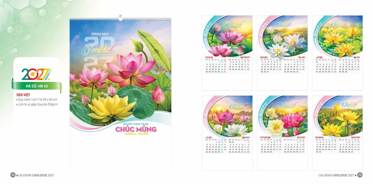 Lịch Bloc Hoa Niên 2027 ĐP DPHN35 Ấn Phẩm Lịch Tết Eco Thân Thiện Môi Trường