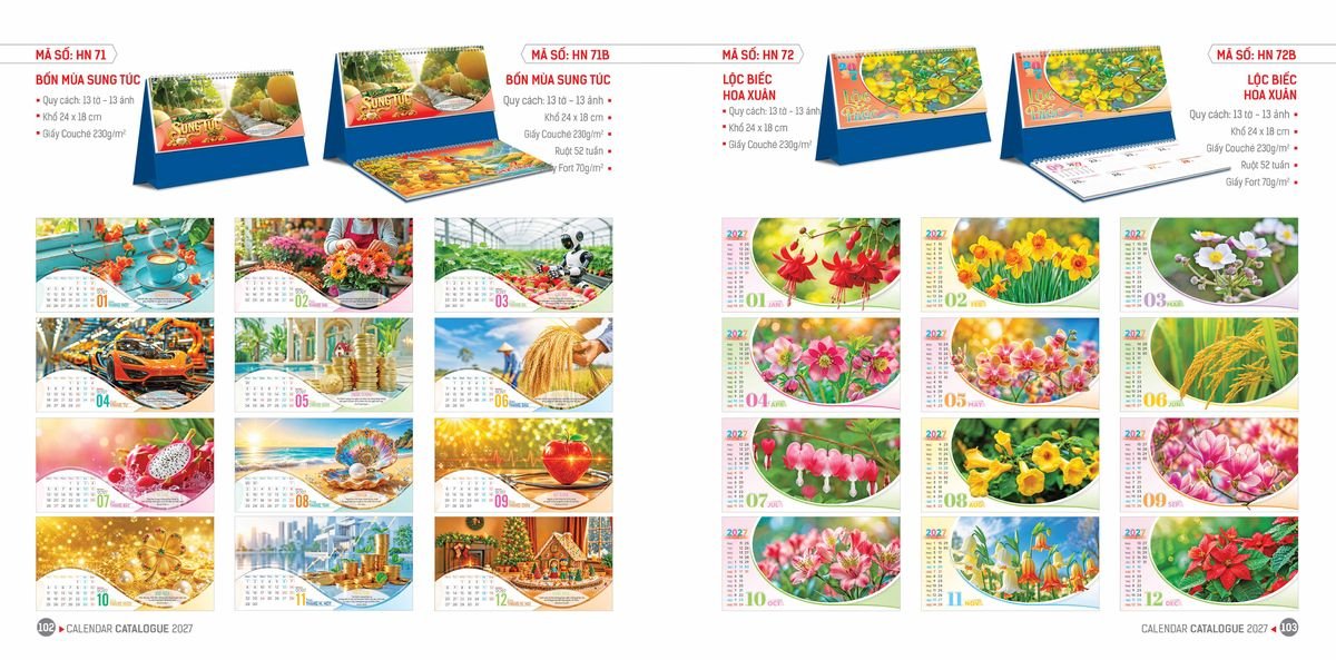 Lịch Bloc Hoa Niên 2027 ĐP DPHN50 Ấn Phẩm Lịch Tết Eco Thân Thiện Môi Trường