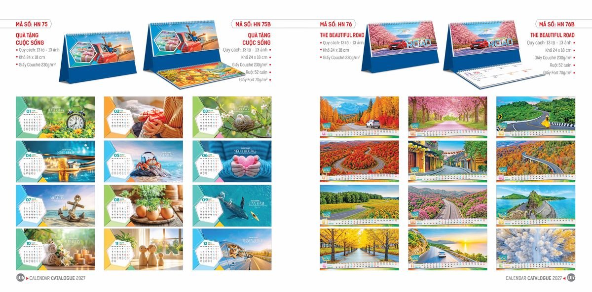 Lịch Bloc Hoa Niên 2027 ĐP DPHN52 Ấn Phẩm Lịch Tết Eco Thân Thiện Môi Trường