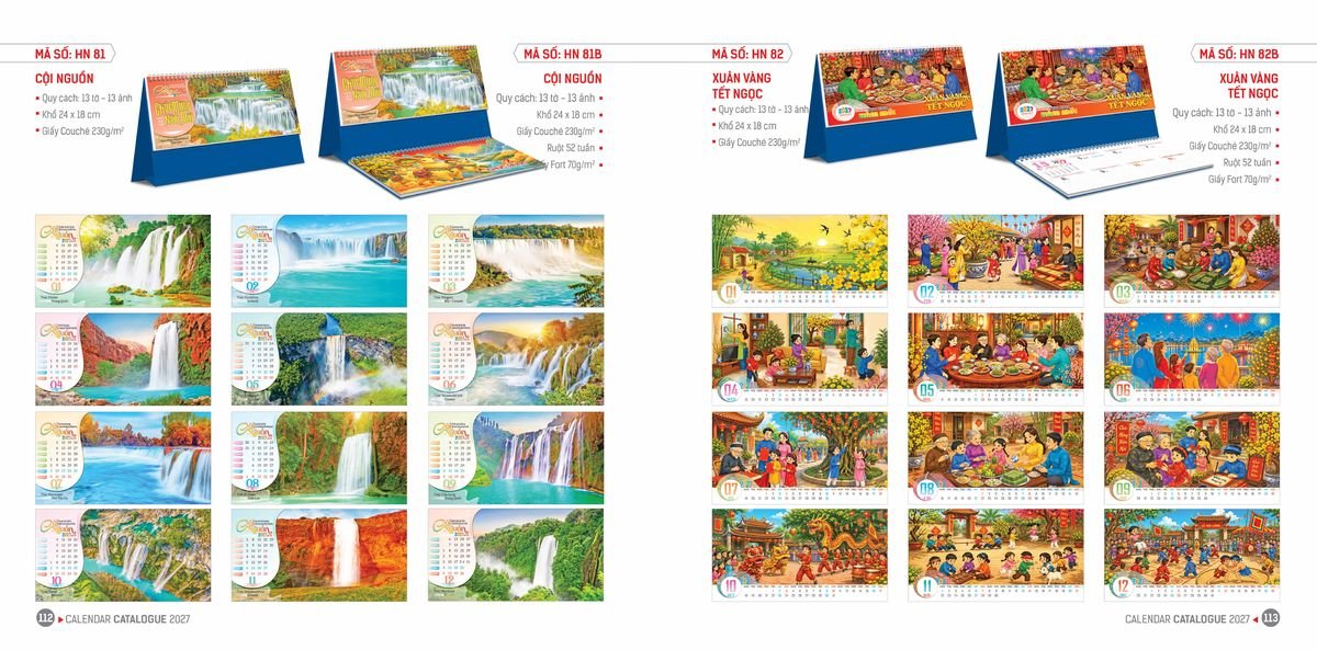 Lịch Bloc Hoa Niên 2027 ĐP DPHN55 Ấn Phẩm Lịch Tết Eco Thân Thiện Môi Trường