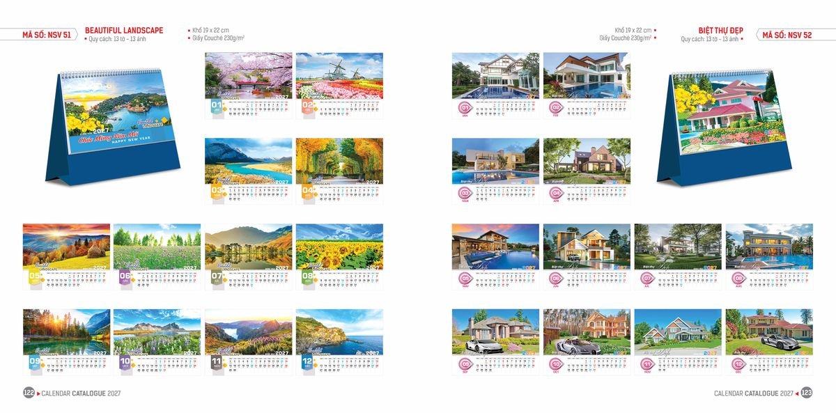Lịch Bloc Hoa Niên 2027 ĐP DPHN60 Ấn Phẩm Lịch Tết Eco Thân Thiện Môi Trường