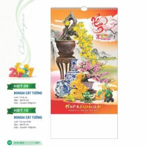 Lịch Treo Tường Lò Xo 2027 HBT Mẫu HBT09 (36 x 70cm) Ấn Phẩm Lịch Tết Eco Thân Thiện Môi Trường in logo doanh nghiệp quà tặng Tết tại Quà Tặng EcoTech VN
