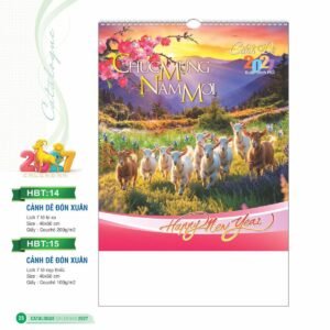 Lịch Treo Tường Lò Xo 2027 HBT Mẫu HBT14 (40 x 60cm) Ấn Phẩm Lịch Tết Eco Thân Thiện Môi Trường in logo doanh nghiệp quà tặng Tết tại Quà Tặng EcoTech VN