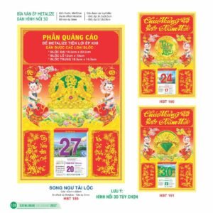 Lịch Bìa Treo 2027 HBT Mẫu HBT191 (29 x 41 cm) Ấn Phẩm Lịch Tết Eco Thân Thiện Môi Trường in logo doanh nghiệp quà tặng Tết tại Quà Tặng EcoTech VN