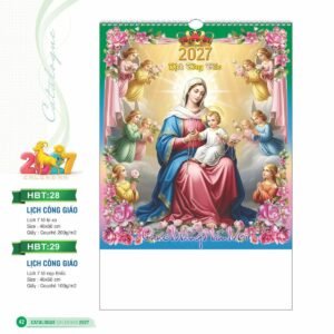 Lịch Treo Tường Lò Xo 2027 HBT Mẫu HBT29 (40 x 60cm) Ấn Phẩm Lịch Tết Eco Thân Thiện Môi Trường in logo doanh nghiệp quà tặng Tết tại Quà Tặng EcoTech VN