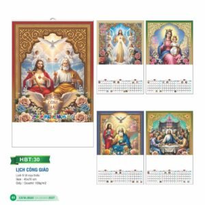 Lịch Treo Tường Nẹp Thiếc 2027 HBT Mẫu HBT30 (45 x 70cm) Ấn Phẩm Lịch Tết Eco Thân Thiện Môi Trường in logo doanh nghiệp quà tặng Tết tại Quà Tặng EcoTech VN