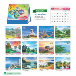 Lịch Để Bàn 2027 HBT Mẫu HBT36 (19 x 21cm) Ấn Phẩm Lịch Tết Eco Thân Thiện Môi Trường in logo doanh nghiệp quà tặng Tết tại Quà Tặng EcoTech VN